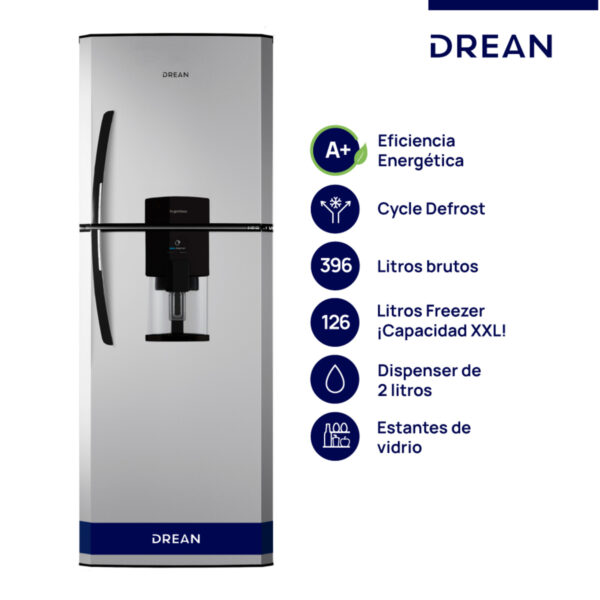 HELADERA DREAN HDR400F41S CICLICA 396 LTS SILVER R600