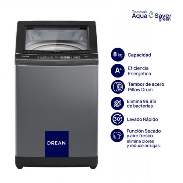 LAVARROPAS DREAN LPDR0865ILG 8K 660 RPM C/SUP SILVER - Imagen 3