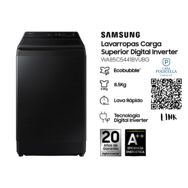 LAVARROPAS SAMSUNG WA85C5441BVUBG 8,5K 700 RPM NEGRO INVERTER
