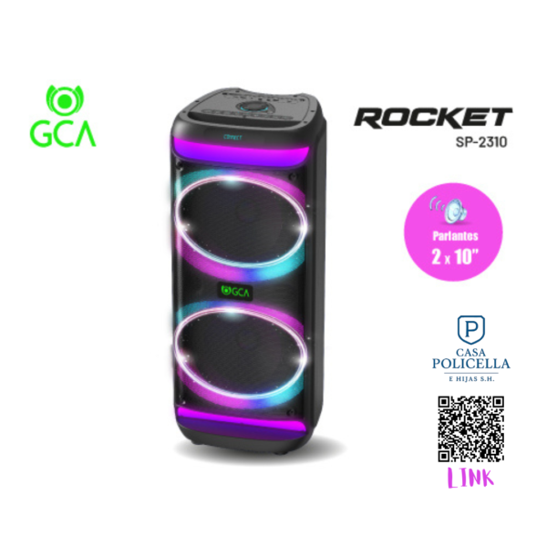 PARLANTE GCA SP-2310 ROCKET 2x10" BT RADIO FM 100W