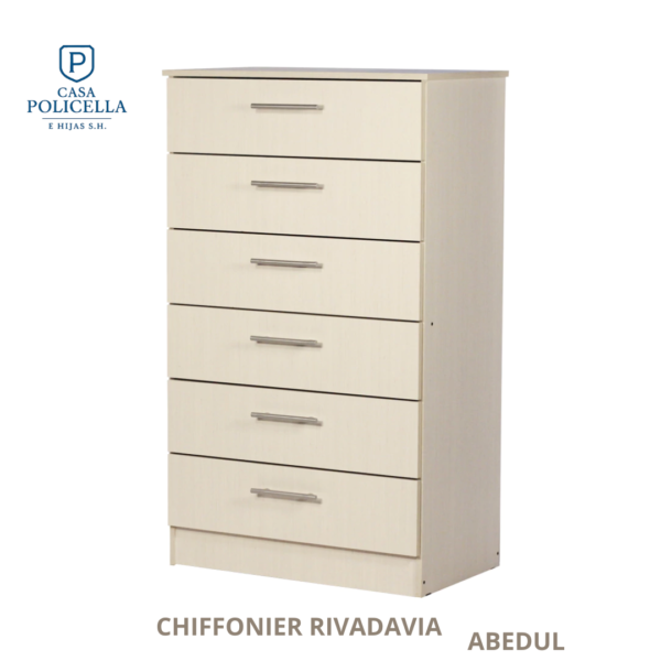 CHIFFONIER RIVADAVIA TEXTURA 6 CAJONES 128X76 ABEDUL