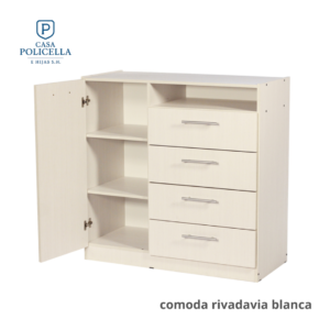 COMODA RIVADAVIA TEXTURADA 100X100X43 BLANCA