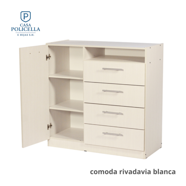 COMODA RIVADAVIA TEXTURADA 100X100X43 BLANCA