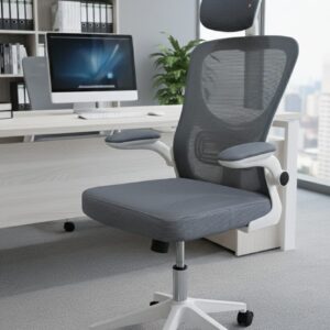 SILLON DE OFICINA DECOTOTALE OFI-6002 LUXOR GRIS CON BLANCO