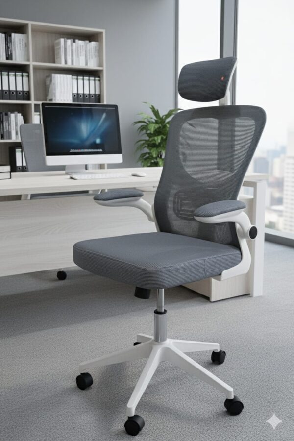 SILLON DE OFICINA DECOTOTALE OFI-6002 LUXOR GRIS CON BLANCO