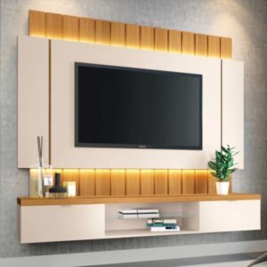 PANEL DE TV RIVADAVIA ILLUSION 1,80 CON LUZ LED INTEGRADA COLOR BLANCO-CINAMOMO