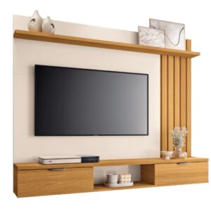 PANEL DE TV RIVADAVIA LETS 1,60 VARILLADO COLOR BLANCO-CINAMOMO