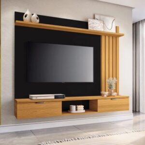 PANEL DE TV RIVADAVIA LETS 1,60 VARILLADO COLOR NEGRO-CINAMOMO