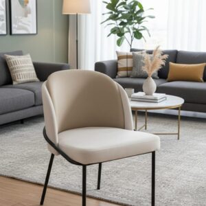 SILLA DECOTOTALE KJC100 A VELVET BEIGE/BLANCO COMBINADO CAÑO NEGRO