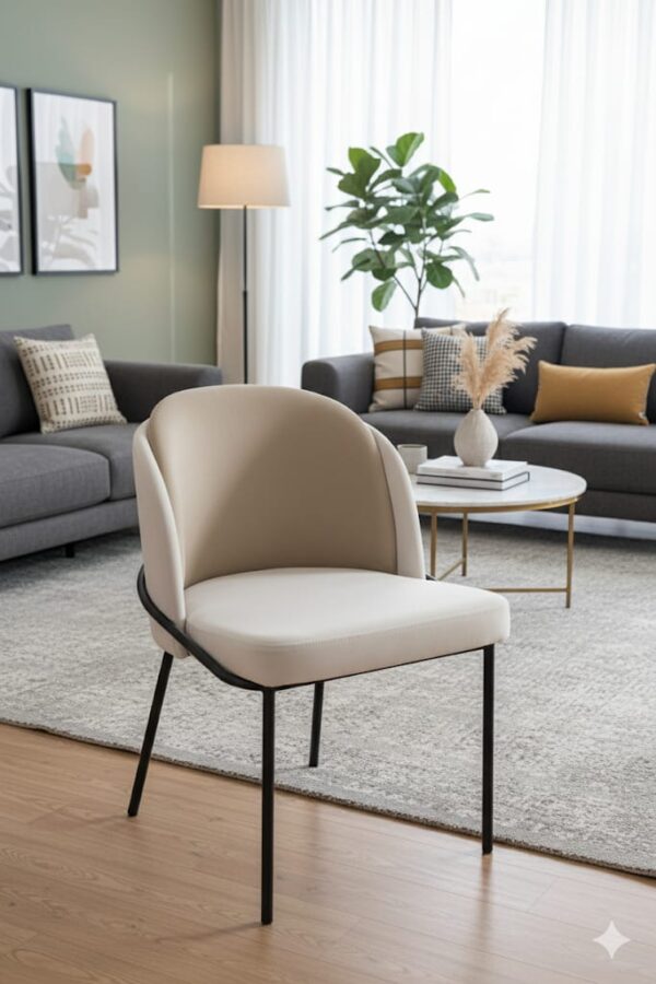 SILLA DECOTOTALE KJC100 A VELVET BEIGE/BLANCO COMBINADO CAÑO NEGRO