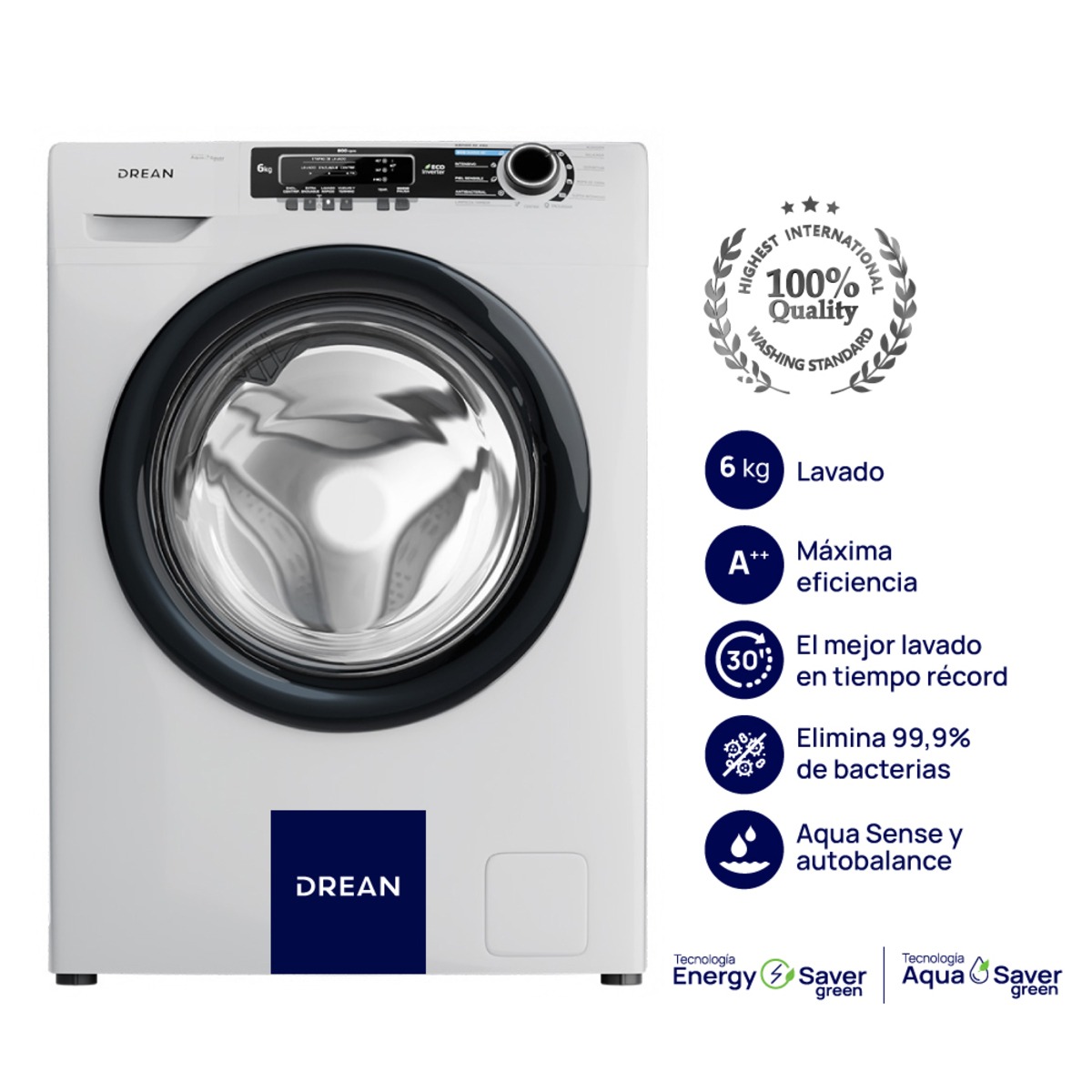 LAVARROPA DREAN LCFDR0608LB 6 KG 800 RPM ECOINVERTER BLANCO